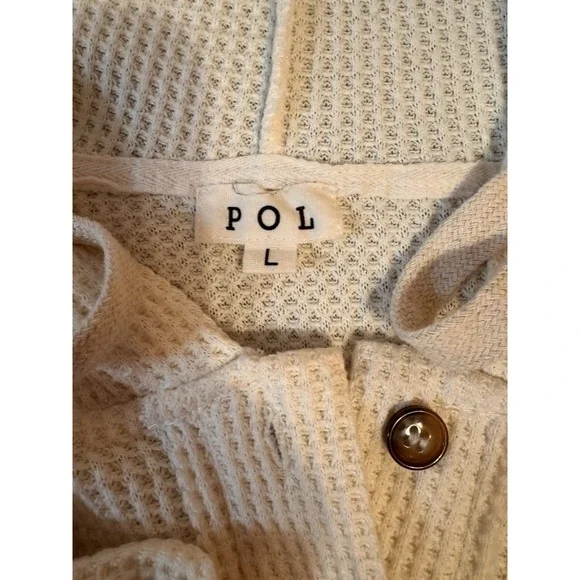 POL Oversized Hoodie Top, Sz Large, Cream Thermal Body, Camo Patch, Balloon Slv - Picture 6 of 8